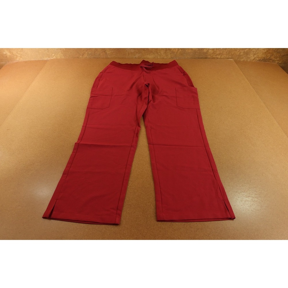 Mandala Womens Large Petite Garnet Red Drawstring Cargo Scrub Pants NWT